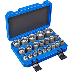 Helloshop26 Ensemble de clé à douille pour vis à denture multiple 1/2 pouce douille en acier au chrome-vanadium coffret stable 21 pièces 3408149