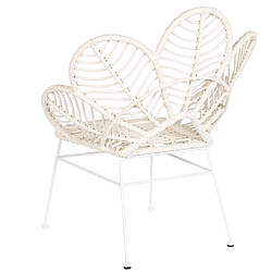 Pegane Lot de 2 chaises de jardin en rotin synthétique et métal coloris blanc - Longueur 76 x Profondeur 67 x hauteur 86 cm