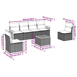 Avis Maison Chic Salon de jardin avec coussins 7 pcs | Ensemble de Table et chaises | Mobilier d'Extérieur gris résine tressée -GKD29598