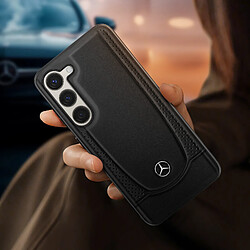 Acheter Mercedes Coque pour Samsung Galaxy S23 Cuir Véritable Bords Surélevés Noir