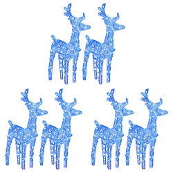 vidaXL Rennes de Noël 6 pcs 240 LED Bleu Acrylique