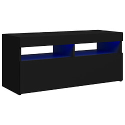 vidaXL Meuble TV avec lumières LED noir 90x35x40 cm