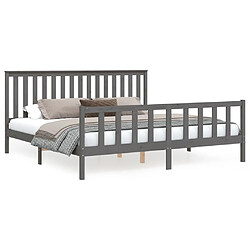 Maison Chic Lit adulte - Cadre de lit et tête de lit,Structure du lit Contemporain pour chambre gris 200x200 cm bois de pin massif -MN97407