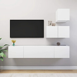 vidaXL Ensemble de meubles TV 4 pcs Blanc Bois d'ingénierie