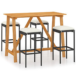 vidaXL Ensemble de bar de jardin avec coussins 5 pcs Noir