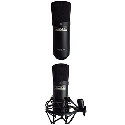 Power Micro-Studio cardioïde unidirectionnel+ Stand + Suspension + Housse de protection Pour de l’enregistrement des voix ou instruments H