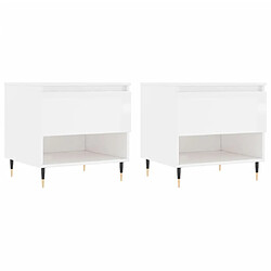 vidaXL Tables basses 2 pcs blanc brillant 50x46x50cm bois d'ingénierie