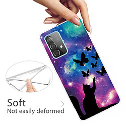 Coque en TPU anti-rayures motif chat et papillons pour votre Samsung Galaxy A32 4G (EU Version)