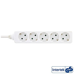 Bande d'alimentation InLine® type F allemande 5 ports + verrou de sécurité pour enfant blanc, 1,5 m