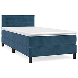 Maison Chic Lit Adulte - Lit simple Lit à sommier tapissier avec matelas moelleux - Meuble de Chambre - Bleu foncé 90x200 cm -MN87747