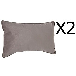 Pegane Lot de 2 coussins rectangulaires 100% polyester coloris taupe - Dim : L.50 x l.30 cm