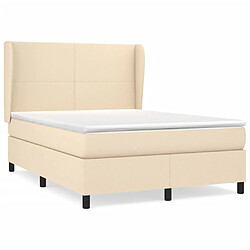 vidaXL Sommier à lattes de lit avec matelas Crème 140x200 cm Tissu