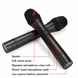 Kits De Radio Audio De Mélangeur De Microphone Sans Fil Karaoké Professionnel Microphone Lcd Portable Black_U.S Plug pas cher