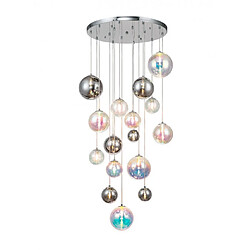 Luminaire Center Suspension 16 ampoules Chrome poli,irisé