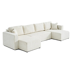 Bestmobilier Topaze - canapé panoramique en U - 7 places - convertible avec coffre - en tissu velours relief