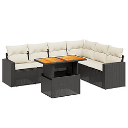 vidaXL Salon de jardin 7 pcs avec coussins noir résine tressée