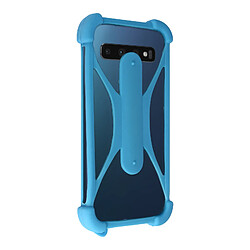 Avizar Coque Smartphone Universel Silicone Coins bumper Antichoc Béquille support Bleu