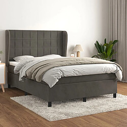 Maison Chic Lit Adulte - Lit simple Lit à sommier tapissier et matelas moelleux - Meuble de Chambre - Gris foncé 140x190cm Velours -MN25857