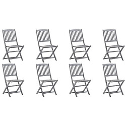 vidaXL Chaises pliables - Lot de 8 avec coussins - Acacia