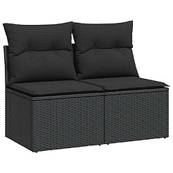 vidaXL Salon de jardin avec coussins 2 pcs noir résine tressée acacia