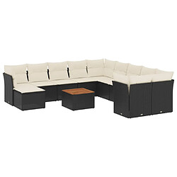 Maison Chic Salon de jardin 12 pcs avec coussins | Ensemble de Table et chaises | Mobilier d'Extérieur noir résine tressée -GKD49580