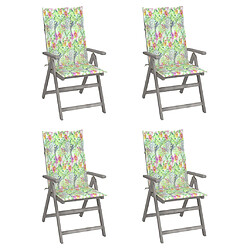 vidaXL Chaises inclinables de jardin lot de 4 et coussins Bois acacia