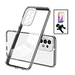 PHONECARE Kit Coque 360 Airbag Anti-Drop Caméra Protection + Support Magnétique Renforcé de Voiture + 5D Full Cover pour Samsung Galaxy A13 - Transparent