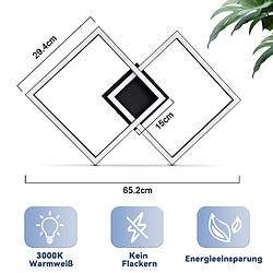 Avis Autres Temps ZMH LED Plafonnier Living Room Noir/Blanc Square Hallway Light Modern 3000K Kitchen