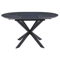 Pegane Table à manger ronde extensible en céramique coloris noir / pieds noir - Diamètre 100-140 x hauteur 75 cm pas cher