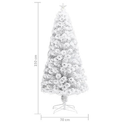 vidaXL Arbre de Noël artificiel pré-éclairé blanc 150 cm fibre optique pas cher