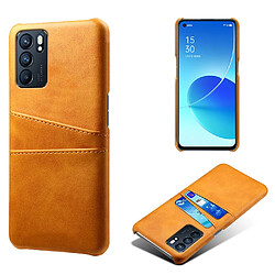 Coque en TPU + PU avec double porte-cartes orange pour votre Oppo Reno6 5G