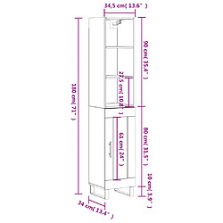 vidaXL Buffet haut Sonoma gris 34,5x34x180 cm Bois d'ingénierie pas cher