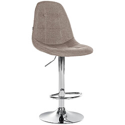 Decoshop26 Tabouret de bar x1 avec repose-pieds hauteur réglable pivotant assise en tissu taupe cadre métallique chromé 10_0004848