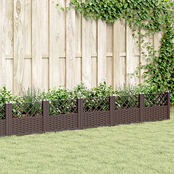 vidaXL Jardinière avec piquets marron 363,5x43,5x43,5 cm PP