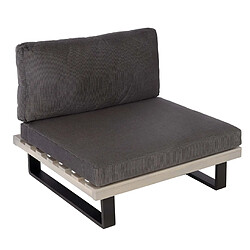 Decoshop26 Fauteuil lounge de jardin en bois d'acacia gris et aluminium coussin gris foncé 04_0006847