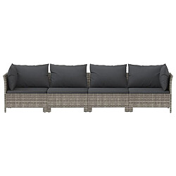 Avis vidaXL Salon de jardin 4 pcs avec coussins Gris Résine tressée