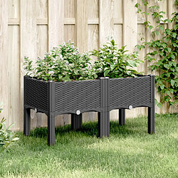 vidaXL Jardinière avec pieds noir 80x40x42 cm PP