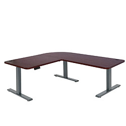 Decoshop26 Bureau d'angle table d'ordinateur réglable en hauteur électriquement 178 x 178 cm HDF couleur cerise pieds acier gris anthracite 04_0006026