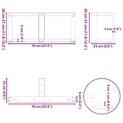 vidaXL Pieds de table basse forme de T 2pcs anthracite 70x25x(30-31)cm pas cher