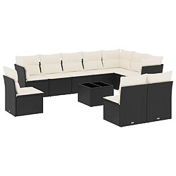 Maison Chic Salon de jardin 11 pcs avec coussins | Ensemble de Table et chaises | Mobilier d'Extérieur noir résine tressée -GKD98935