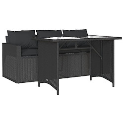 vidaXL Ensemble à manger de jardin coussins 2pcs noir résine tressée