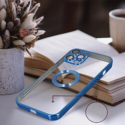 Avizar Coque iPhone 12 Pro Max Souple Caméra Couvert Transparent Contour Bleu Chromé pas cher