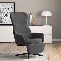 vidaXL Chaise de relaxation avec repose-pied Gris foncé Velours