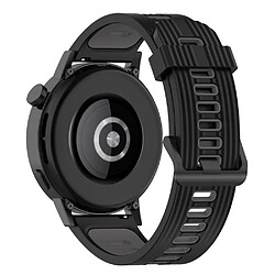 Bracelet en silicone 20mm rayures, bicolore, réglable, noir/gris foncé pour votre Huawei Watch GT3 42mm/Samsung Galaxy Watch4 40mm/44mm