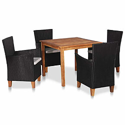 Maison Chic Mobilier à dîner 5 pcs de jardin - Ensemble table et chaises d'extérieur - Salon/Mobilier de jardin classique Résine tressée Noir et marron -MN56385