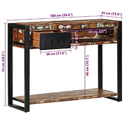 vidaXL Table console multicolore 100x35x75 cm bois massif récupération pas cher