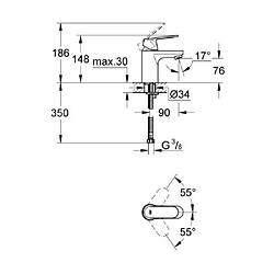 GROHE Eurosmart Cosmopolitan Mitigeur lavabo corps lisse 32824000 (Import Allemagne)