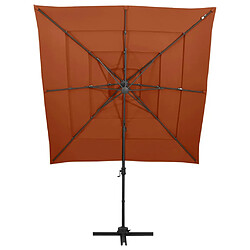 ComfortXL Parasol à 4 Niveaux Avec Mât En Aluminium Terre Cuite 250x250cm