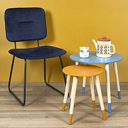 The Home Deco Factory Tables gigognes bicolores Scandi (Lot de 2) bleu et jaune.