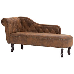 Maison Chic Chaise longue Jardin| Bain de soleil Relax | Transat Marron Similicuir daim -GKD16137